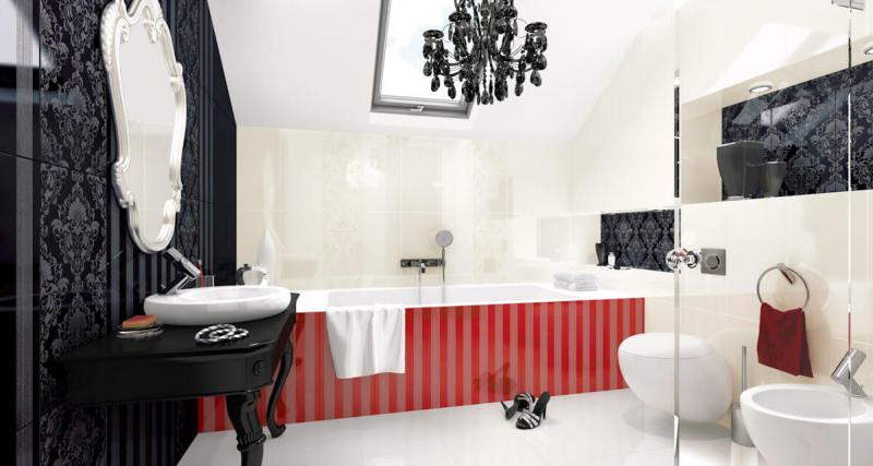 Выразительный орнамент для настенной плитки - идеальный выбор для гламурной ванной комнаты